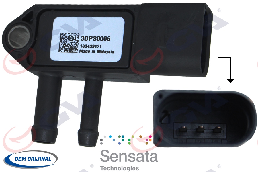 GVA EGZOZ BASINÇ SENSÖRÜ 3 FİŞ CRAFTER-T5-GOLF-PASSAT AXD-BJK-BJM-CAY-BXE 04- 07Z906051A-03G906051A-076906051A OEM: 07Z906051A-03G906051A-076906051A - GVA 5375053 kodlu oto yedek parça görseli