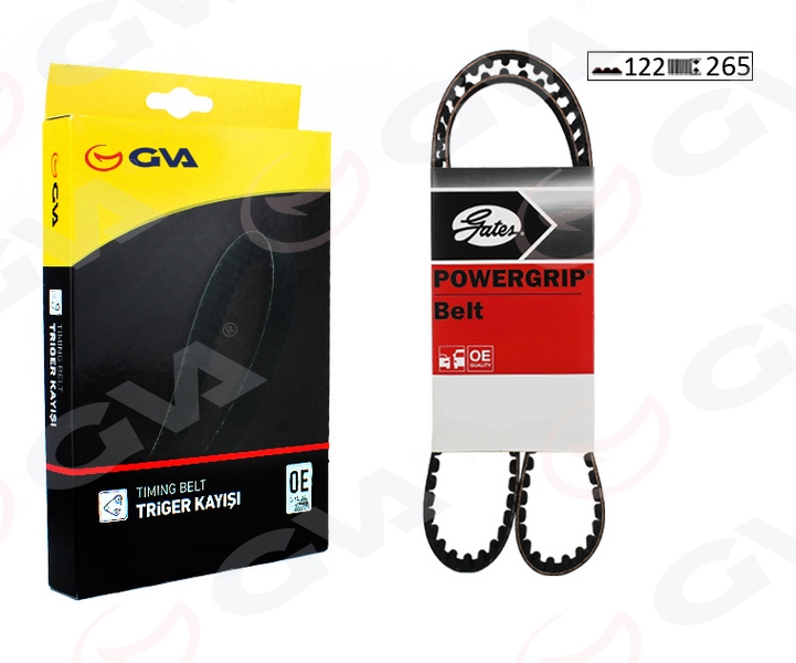GVA TRİGER KAYIŞI 122x265 VW CARAVELLA LT28 LT32 LT35 LT46 TRANSPORTER 2.5-2.4D-2.5D 10V 90 046109119E-074109119A OEM: 046109119E-074109119A - GVA 58122265 kodlu oto yedek parça görseli