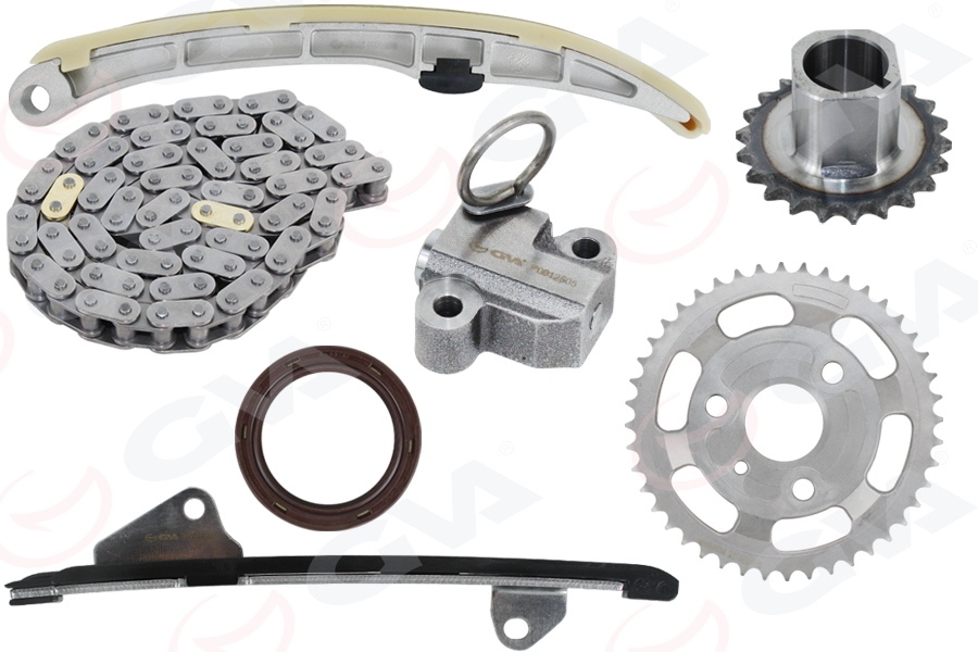 GVA EKSANTRİK ZİNCİR SETİ TOYOTA AURIS COROLLA 1.4L 1NDTV dizel 5 vitesli araçlar için NDE150 D-4D 06- 09 / YARIS 1.4L 1NDTV NLP90 dizel - fransız üretim 06-09 OEM: 1350633020-1354033020-1355933010 - GVA 59C7118 kodlu oto yedek parça görseli
