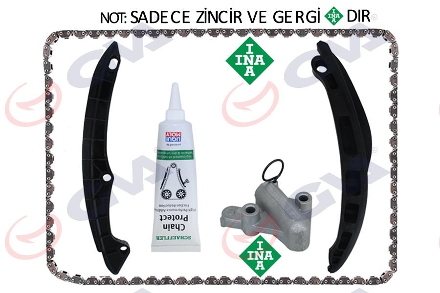 GVA EKSANTRİK ZİNCİR SETİ GOLF5/6-JETTA-PASSAT-SCIROCCO-A3-LEON 1.6 FSI BLF - 1.4 TSI CAXA-BMY-BLG OEM: 03C198119-03C109158A-03C109507AH - GVA 59C7510-2 kodlu oto yedek parça görseli