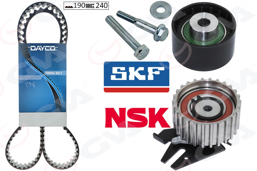 GVA EKSANTRİK GERGİ KİTİ 190x240 BRAVO 96 DOBLO 01 MAREA 99-02 1.9JTD KTB458 KTB818 BEYAZ TEFLONLU OEM: 71736726 - GVA 59T2530DB kodlu oto yedek parça görseli