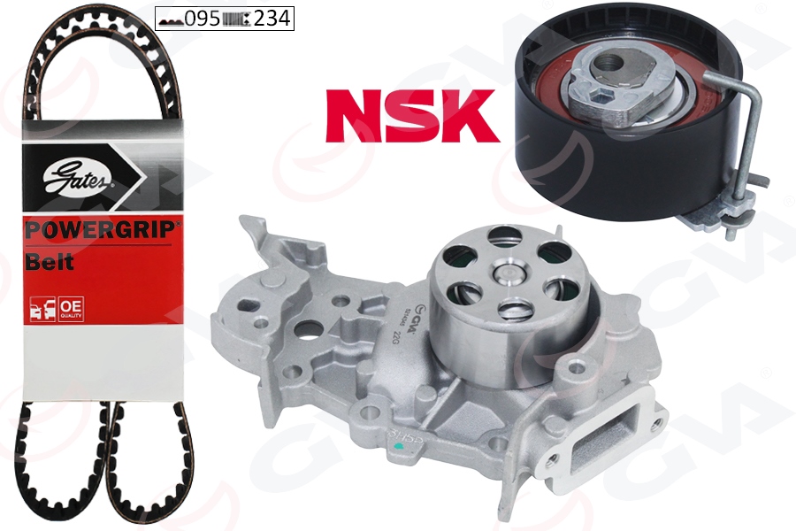 GVA DEVİRDAİMLİ EKSANTRİK GERGİ KİTİ 095x234 RENAULT CLIO II 98 05 CLIO III 05 12 CLIO IV 12 19 OEM: 119A01820R - GVA 59WPK1425G kodlu oto yedek parça görseli