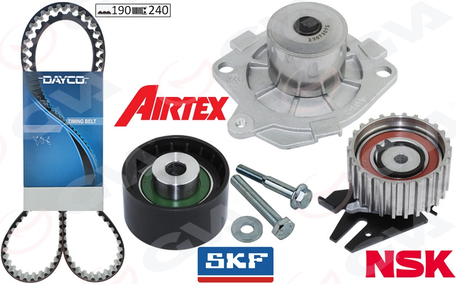 GVA DEVİRDAİMLİ EKSANTRİK GERGİ KİTİ 190x240 BRAVO 96 DOBLO 01 MAREA 99-02 -IDEA 04 1.9JTD KTB317 TEFLONLU KAYIŞ OEM: 71736726 - GVA 59WPK2530DB kodlu oto yedek parça görseli