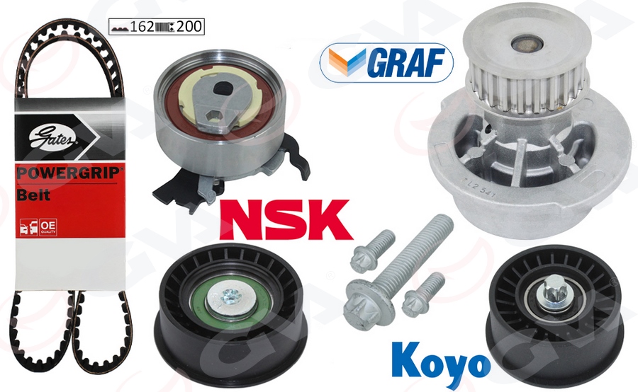 GVA DEVİRDAİMLİ EKSANTRİK GERGİ KİTİ ASTRA G-CORSA C-VECTRA C-MERIVA A-ZAFIRA A 1.4-1.6-1.8 16V Z16-14XE OEM: 95518060-1629094-1606306-95516735 - GVA 59WPK9008-2 kodlu oto yedek parça görseli