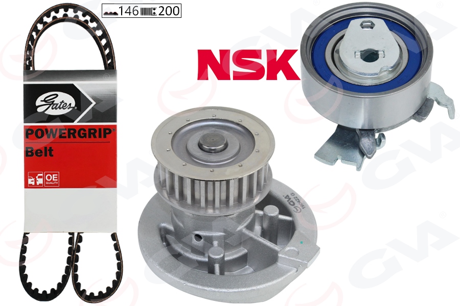 GVA DEVİRDAİMLİ EKSANTRİK GERGİ KİTİ VECTRA A-OMEGA A-ASTRA F-CALIBRA-KADETT E 1.8i-2.0i 8V 18SV-C18NZ OEM: 1606359-1606385-93188132-93188133 - GVA 59WPK9055 kodlu oto yedek parça görseli
