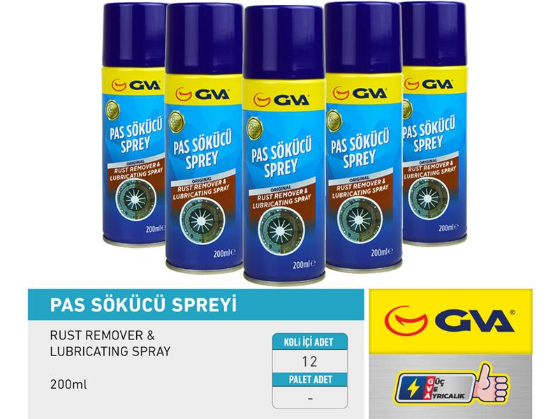 GVA PAS SÖKÜCÜ VE YAĞLAYICI ÇOK FONKSİYONLU SPREY 200ML PAS9999 OEM: PAS9999 - GVA 9911960 kodlu oto yedek parça görseli