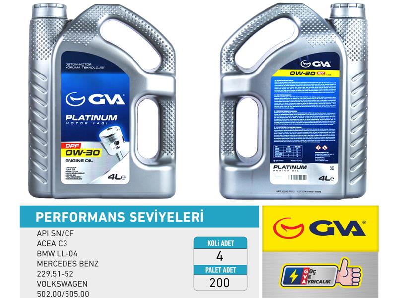 GVA MOTOR YAĞI 0W30 4 LT DPF TAM SENTETİK API SN/ CF PARTİKÜLLÜ 0W30-55177950 OEM: 0W30-55177950 - GVA 9920053 kodlu oto yedek parça görseli