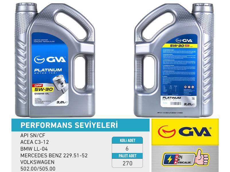GVA MOTOR YAĞI 5W30 3.2 LT PLATINUM PARTİKÜLLÜ-DPF TAM SENTETİK API SN/CF 5W30-55175990 OEM: 5W30-55175990 - GVA 9920158 kodlu oto yedek parça görseli