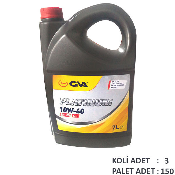 GVA MOTOR YAĞI 10W40 7 LT PLATINUM YARI SENTETİK API SL/CF OEM: 10W40 - GVA 9920326 kodlu oto yedek parça görseli