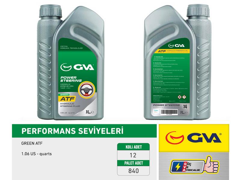 GVA HİDROLİK DİREKSİYON YAĞI ATF YEŞİL 1 LT OEM: 81221468879-81229407549 - GVA 9920620 kodlu oto yedek parça görseli