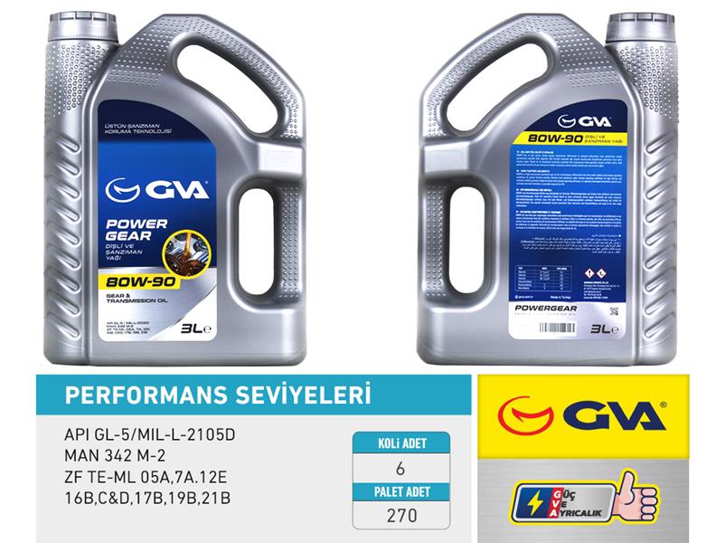 GVA ŞANZIMAN YAĞI 80W90 3 LT API GL-5 OEM: 80W90 - GVA 9920752 kodlu oto yedek parça görseli