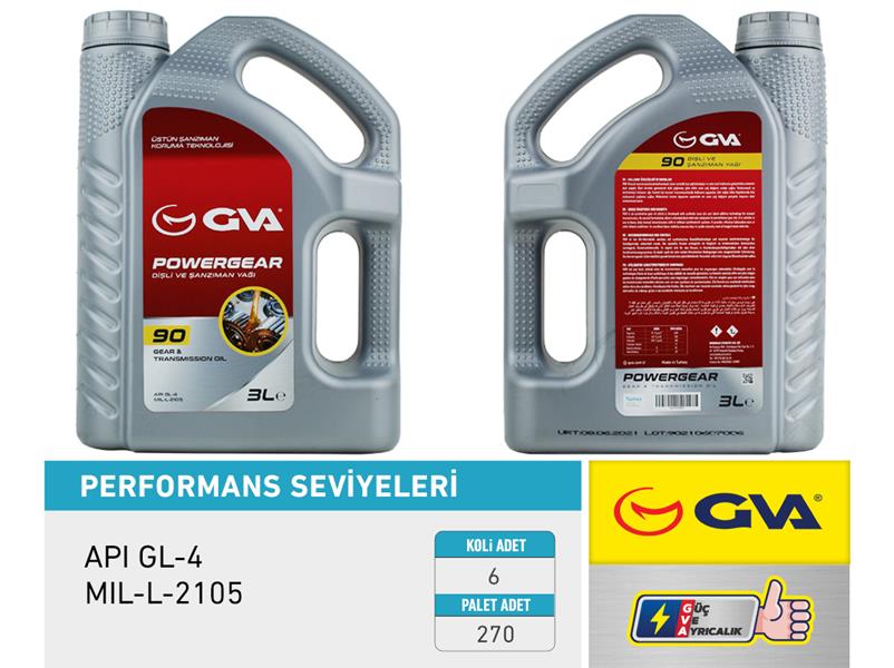 GVA ŞANZIMAN YAĞI 90W API GL-4 3 LT - GVA 9920820 kodlu oto yedek parça görseli