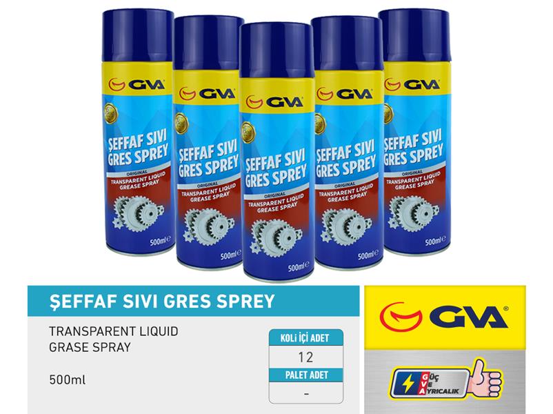 GVA ŞEFFAF SIVI GRES SPREYİ 500 ml. OEM: 7711429447 - GVA 9920940 kodlu oto yedek parça görseli