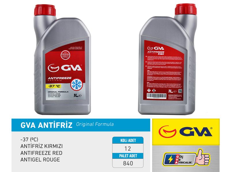 GVA ANTİFRİZ 1 LT -37 C KIRMIZI LONG LİFE Koli 12 Ad ORGANIK  - GVA 9930121 kodlu oto yedek parça görseli