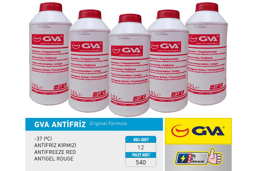 GVA ANTİFRİZ 1.5 LT -37 C KIRMIZI LONG LİFE Koli 12 Ad ORGANIK  - GVA 9930122 kodlu oto yedek parça görseli