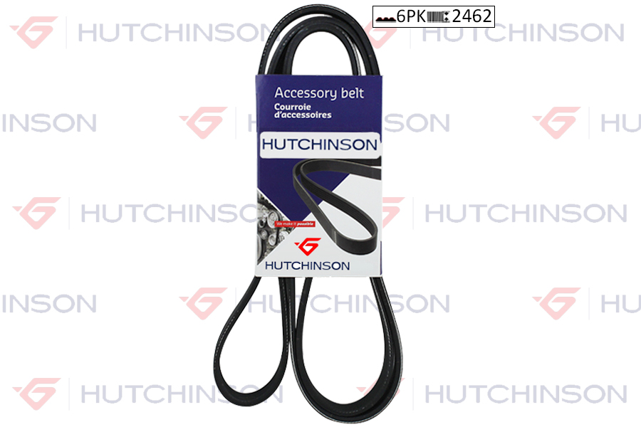 HUTCHINSON KANALLI KAYIS MERCEDES AUDI CADILLAC CHEVROLET CRHYSLER DODGE FORD JEEP PLYMOUTH OEM: A0119973092-059903137AB-6PK2460 - HUTCHINSON 6PK2462 kodlu oto yedek parça görseli