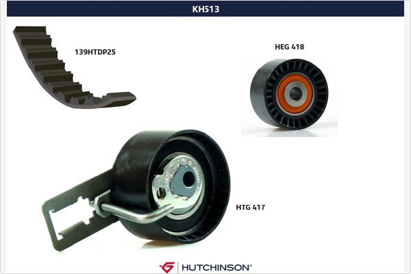 HUTCHINSON EKSANTRİK GERGİ KİTİ EURO5 139 DİŞ P107-206-207-307-BIPPER-C2-C3-NEMO-XSARA 1.4HDI FIESTA V-FUSION 1.4TDCI 02- OEM: 1608747680-AV2Q8A615AB - HUTCHINSON KH513 kodlu oto yedek parça görseli