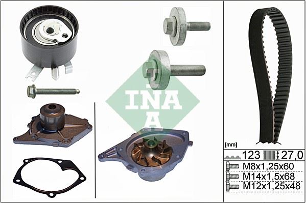 INA SU POMPALI TRIGER SETI 123 DIS 27MM CLIO II 01 06 MEGANE II 04 KANGO 01 MICRA III 04 DUSTER 10 1.5 DCI K9K EURO 3 EURO 4 7701478031-119A02421R-7701477028 OEM: 7701478031-119A02421R-7701477028 - INA 530019730 kodlu oto yedek parça görseli