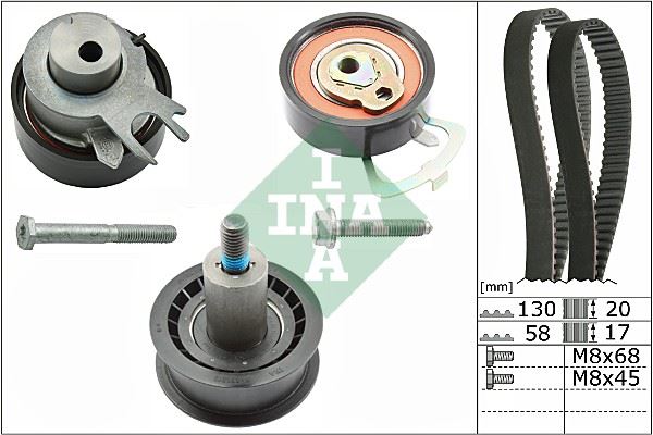 INA EKSANTRİK GERGİ KİTİ GOLF-BORA-CADDYII-III-GOLF IV-POLO-OCTAVIA 1.4-1.6 16V AFY-AFK 5PARÇA 036198119C OEM: 036198119C - INA 530053810 kodlu oto yedek parça görseli