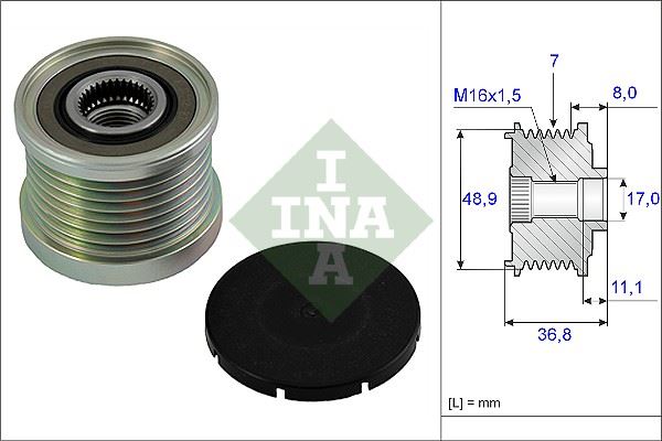 INA ALTERNATÖR KASNAĞI RULMANI LGN II 01- -MGN II-III 08- -TRAFIC II 06- -MASTER II 06- 1.9DCI 7701062985 OEM: 7701062985 - INA 535008110 kodlu oto yedek parça görseli