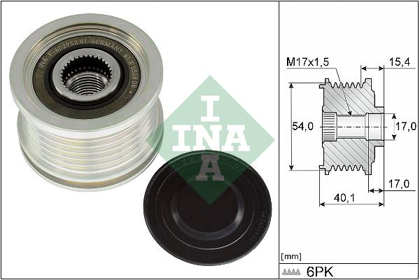 INA ALTERNATÖR KASNAĞI ASTRA L 21> COMBO E 19> GRANDLAND-CROSSLAND 17> ZAFIRA LIFE 19> JUMPY III-JUMPER 15> -C3-C5-BERLINGO 18> PARTNER 19> EXPERT 16> BOXER 15> 508 18> 3008-5008 16> 1.5-2.0-2.2 BLUEHDI OEM: 9824742880-9809200480-1635591980 - INA 535031710 kodlu oto yedek parça görseli