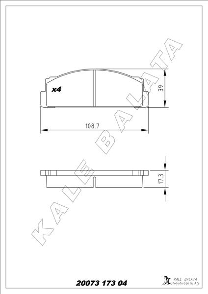 KALE-BALATA ÖN BALATA M131 DKŞ-S-SL-SLX-M124-SERÇE OEM: 4236412-4174992 - KALE 20073 173 04 ANS KD13 kodlu oto yedek parça görseli