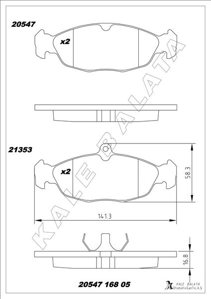 KALE-BALATA ÖN BALATA ASTRA F-CORSA A B -VECTRA A-TIGRA- 94-00 COMBO 1.4-1.6i-1.7 D 92-00 GDB1040 OEM: 1605907-1605881-1605087-WVA20547 - KALE 20547 168 05 ANS KD13 kodlu oto yedek parça görseli