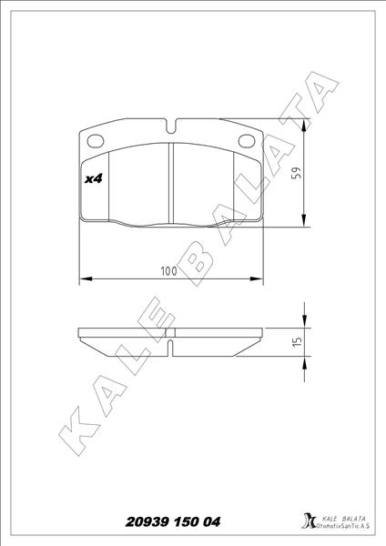 KALE-BALATA ÖN FREN BALATASI ASCONA 76/88 CORSA A 82.3.93 KADET 1.4 88-95 VECTRA A 88/11.95 OMEGA <94 OEM: 1605586-1605788-1605787-90398759 - KALE 20939 150 04 ANS KD13 kodlu oto yedek parça görseli