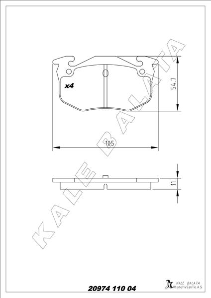 KALE-BALATA ARKA FREN BALATASI PEUGEOT P106 96>04 P205 87>98 P206 00>09 P306 97>01 P309 89>93 CITROEN SAXO 96>04 XSARA 97>05 ZX 92>97 RENAULT R9-R19- MGN I-CLIO I-II İNCE TİP OEM: 4254.42-4254.90-4252.71-7701203668 - KALE 20974 110 04 ANS KD13 kodlu oto yedek parça görseli