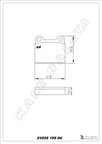 KALE-BALATA FREN BALATASI ARKA MERCEDES W126 C126 W116 C107 OEM: A0014200620 - KALE 21035 155 04 ANS KD13 kodlu oto yedek parça görseli