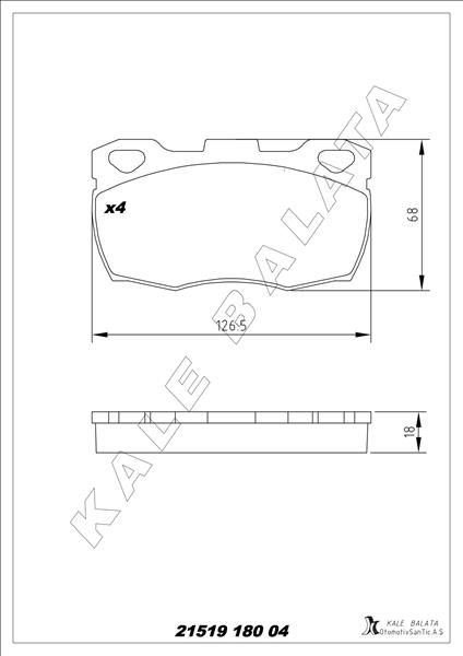 KALE-BALATA BALATA ÖN DEFENDER 110-2.5 90 TDİ 90-95 OEM: RTC5574-STC2952 - KALE 21519 180 04 ANS KD13 kodlu oto yedek parça görseli
