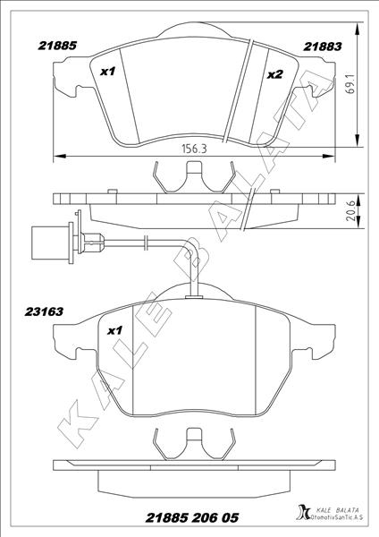 KALE-BALATA ÖN BALATA ÜSTTEN KULAKLI GOLF7-A3-LEON-OCTAVIA 12 GDB 2080 146x57 OEM: 5Q0698151C-5Q0698151H-5Q0698151E - KALE 21885 206 05 ANS KD11 kodlu oto yedek parça görseli
