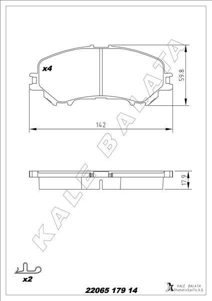 KALE-BALATA ÖN BALATA RENAULT KADJAR 15 KOLEOS II 15 NISSAN QASHQAI J11 13 X TRAIL III 14 OEM: 410604EA0A-D10604CA0A-410601596R - KALE 22065 179 14 ANS KD11 kodlu oto yedek parça görseli