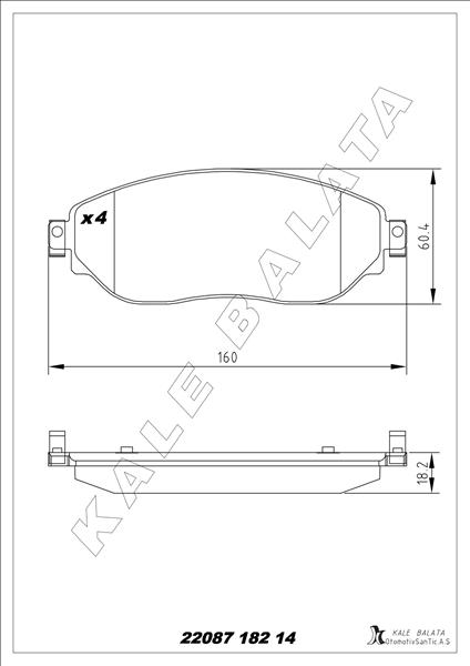KALE-BALATA ÖN FREN BALATA RENAULT TRAFIC III 15 OPEL VIVARO B 15 OEM: 410608638R-410601073R-4423332 - KALE 22087 182 04 ANS KD20 kodlu oto yedek parça görseli