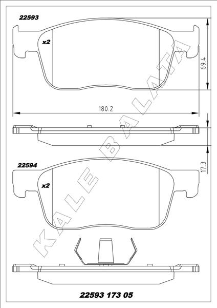 KALE-BALATA ÖN FREN BALATASI FIAT SCUDO 23> ZAFIRA LIFE 19> VIVARO C 19> JUMPY III 16> EXPERT 16> TOYOTA PROACE 16> 304 mm OEM: 1613260780-1680791780-155253709 - KALE 22593 173 05 MSH KD20 kodlu oto yedek parça görseli