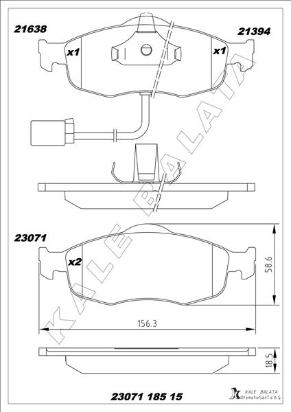 KALE-BALATA BALATA ÖN COUGAR-MONDEO I.II-SCORPIO I.II 85-00 OEM: 8660004682-8671016624-93BB2K021FB - KALE 23071 185 15 ANS KD13 kodlu oto yedek parça görseli