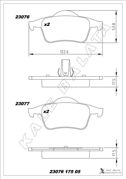 KALE-BALATA ARKA BALATA VOLVO S60 2000-2010 S80 1998-2006 V70 97-07 XC70 97-07 S70 97-00 OEM: 272399-274334-8634925-WVA23075 - KALE 23076 175 05 MSH KD11 kodlu oto yedek parça görseli