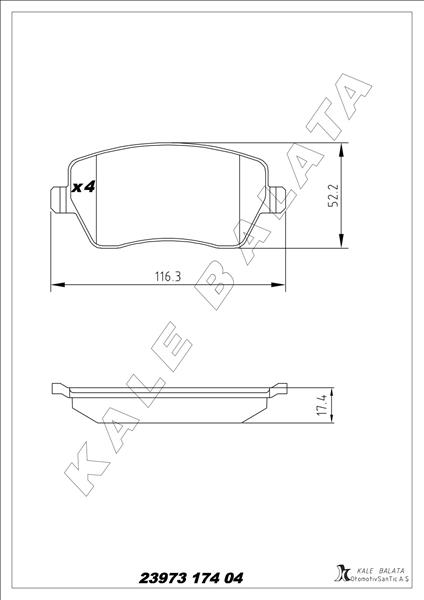 KALE-BALATA FREN BALATASI ON RENAULT CLIO III-IV MODUS 04 EXPRESS 21 ZOE 12 KANGOO II 08 CAPTUR 13 DACIA DUSTER 10 LOGAN 04 DOKKER 12 . NISSAN MICRA III K12 03 10 NOTE 06 OEM: 410608481R-7701208422-41020AX625 - KALE 23973 174 04 ANS KD13 kodlu oto yedek parça görseli