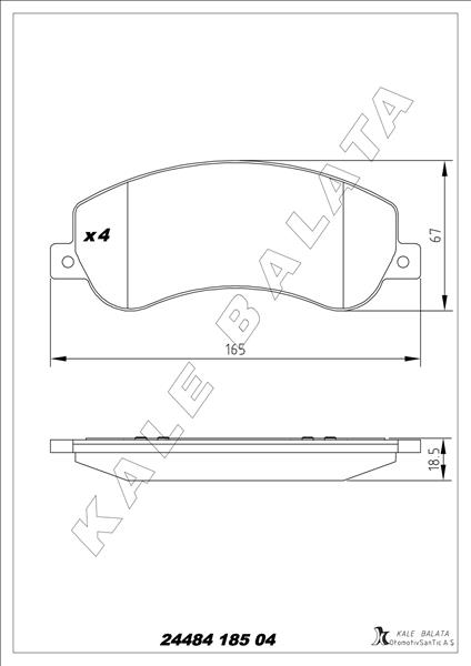 KALE-BALATA ON FREN BALATASI TRANSIT V348 06>14 A.CEKER 11 /> VW AMAROK 2.0TDI 10> FİŞSSİZ OEM: 6C112K021B9A-1371402-2H0698151 - KALE 24484 185 04 ANS KD20 kodlu oto yedek parça görseli