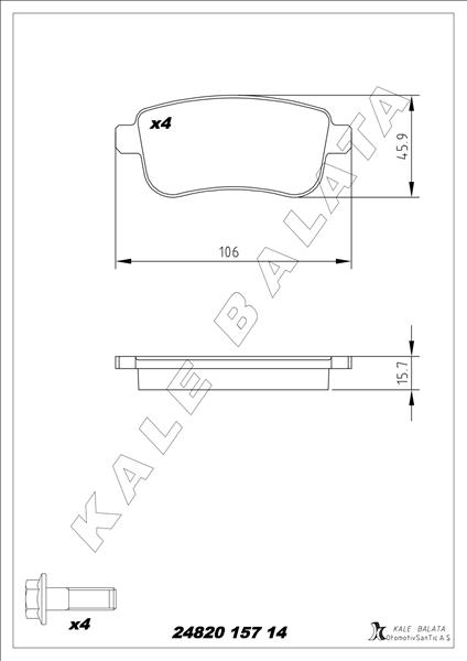 KALE-BALATA ARKA FREN BALATASI FLUENCE 09 MEGANE III 09 MEGANE IV 15 SCENIC III 09 CLIO V 19 CAPTUR II 20 1.0 TCE 1.2 TCE 1.3 TCE 1.5 DCI 1.6 SCE 440603734R OEM: 440603558R-440604694R-440601416R - KALE 24820 157 14 ANS KD13 kodlu oto yedek parça görseli
