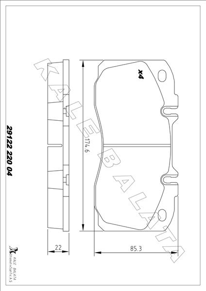KALE-BALATA BALATA ÖN DAILY IV-V-VI-EURO CARGO I-III 06 - - KALE 29122 220 04 KD20 kodlu oto yedek parça görseli