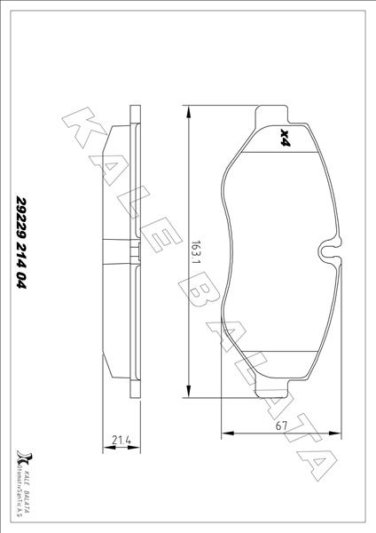 KALE-BALATA ÖN BALATA DAILY III 2.3-3.0 06 > 3.5 TON ÜZERİ OEM: 42555881-42561355 - KALE 29229 214 04 ANS KD11 kodlu oto yedek parça görseli