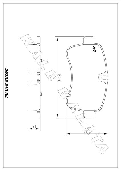 KALE-BALATA ARKA BALATA IVECO DAILY II-III 06 > OEM: 42555917 - KALE 29232 210 04 MSH KD20 kodlu oto yedek parça görseli