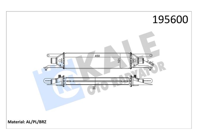 KALE-RADYATOR TURBO RADYATÖRÜ INTERCOOLER LINEA 1.3JTD 450x101x50 AL AL SİSTEM 51785221 OEM: 51785221 - KALE 010CAC040 kodlu oto yedek parça görseli