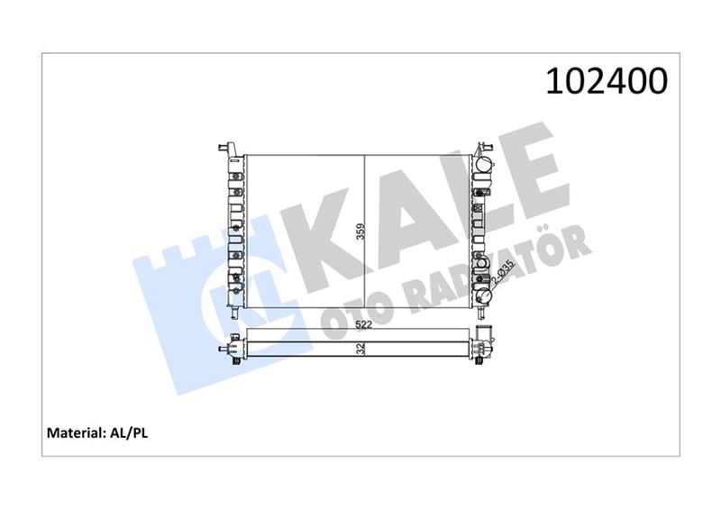 KALE-RADYATOR RADYATÖR PALIO 1.2-1.4 522x359x32 2 SIRA AL PL SİSTEM 46548483-46449104 OEM: 46548483-46449104 - KALE 0126222AL kodlu oto yedek parça görseli