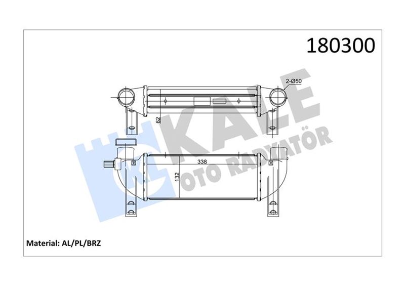KALE-RADYATOR TURBO INTERCOOLER RADYATORU CONNECT 1.8TDCI 02 06 AL AL 2T1Q 9L440 AC-4548369 OEM: 2T1Q 9L440 AC-4548369 - KALE 020CAC060 kodlu oto yedek parça görseli