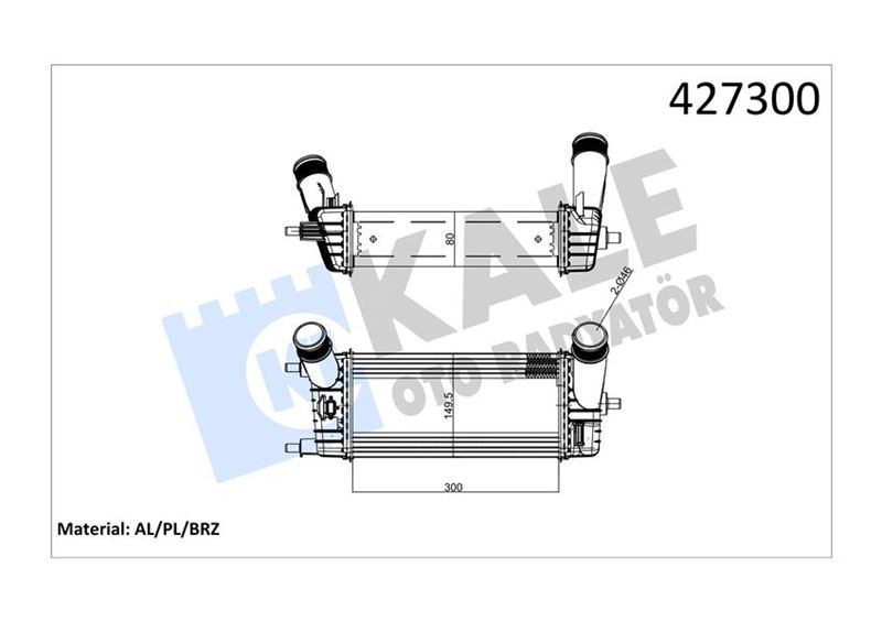 KALE-RADYATOR İNTERCOOLER AL/BRZ TRANSIT COURIER /FIESTA IV-B-MAX 1.0 ECOBOOST 2018- I AKIŞLI OEM: JT766K775AA - KALE 020CAC150 kodlu oto yedek parça görseli