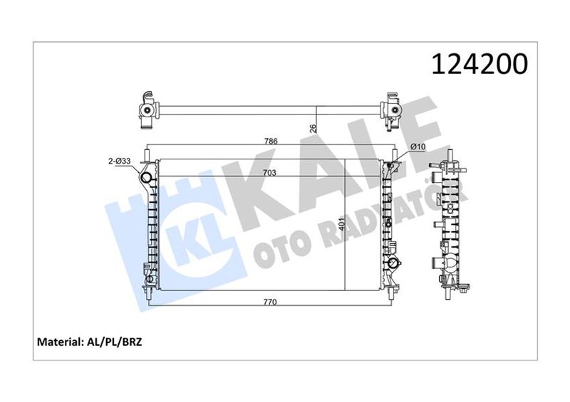 KALE-RADYATOR MOTOR SU RADYATORU CONNECT 1.8TDCI 75PS 90PS 110PS 02>KLIMALI 1 SIRA ALB OEM: 2T148005CC - KALE 0224291AB kodlu oto yedek parça görseli