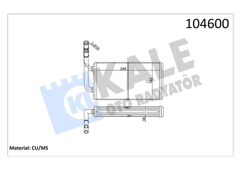 KALE-RADYATOR KALORIFER RADYATORU TRANSIT TURBO 96>99 TRANSIT V184 2.0TDCI 2.4TDCI 01>06 OEM: 40394007-95VW18476AB - KALE 0287882PA kodlu oto yedek parça görseli