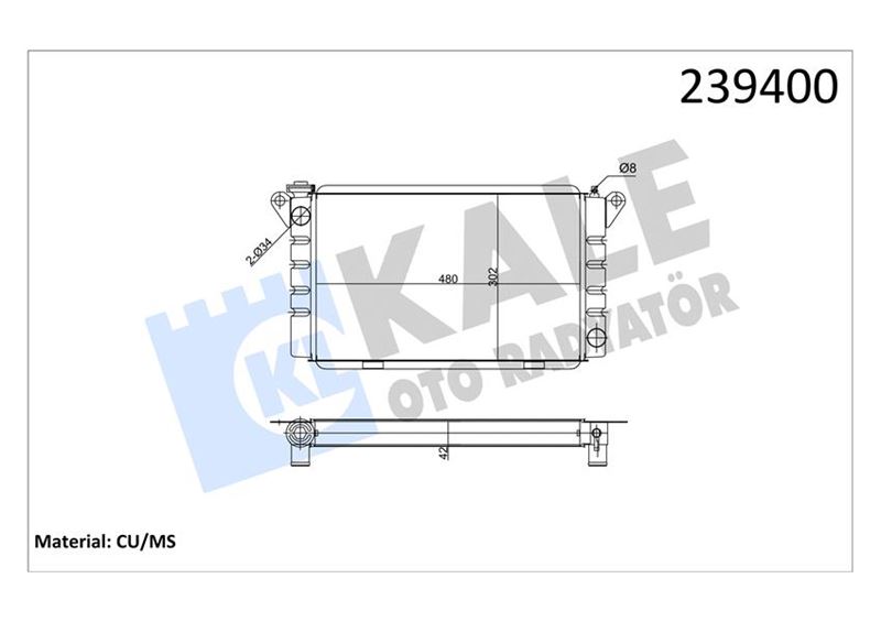 KALE-RADYATOR RADYATÖR R12 TL-TX-STW-TOROS 475X304X42 NORMAL 3 SIRA PN SİSTEM OEM: 7702189027-7700571627-7702188783 - KALE 0501143PN kodlu oto yedek parça görseli
